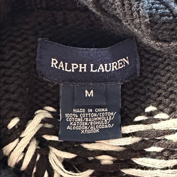 Ralph Lauren little girls black cotton deer snowflake  sweater Medium 8/10 - Picture 7 of 13